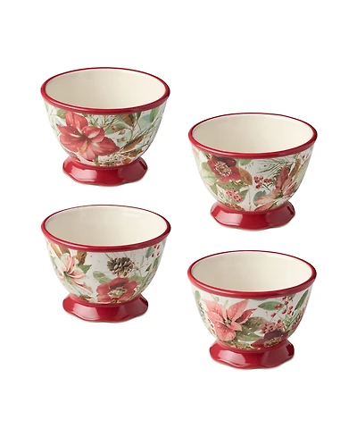 Certified International Winter Blooms Ice Cream Bowls, Set of 4