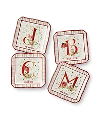 Certified International Winter Blooms Canape Plates, Set of 4