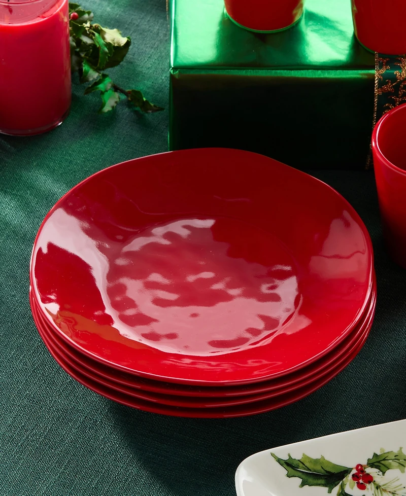 Certified International Berry Red Christmas Dinner Plates, Set of 4