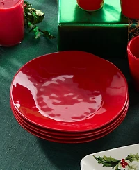 Certified International Berry Red Christmas Dinner Plates, Set of 4