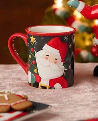 Certified International Christmas Whimsy Santa Mugs, Set of 4