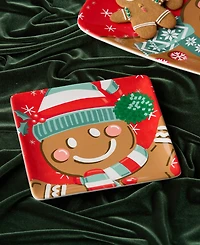 Certified International Christmas Whimsy Gingerbread Dessert Plates, Set of 4
