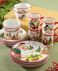 Certified International Santa's Retro Christmas 16-Pc. Dinnerware Set, Service for 4
