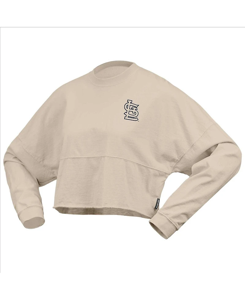 Fanatics Women's Cream St. Louis Cardinals Long Sleeve Cropped Jersey T-Shirt