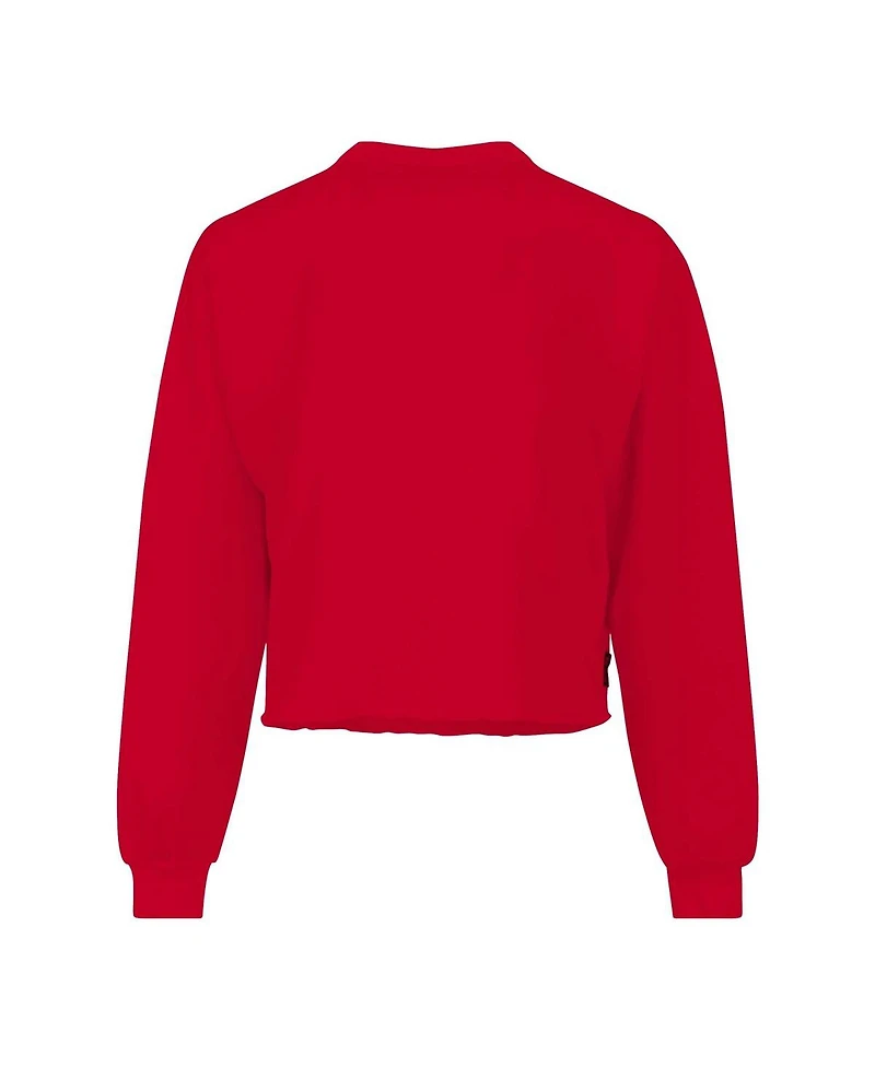Spirit Jersey Women's Scarlet Nebraska Huskers Slouchy Cropped Long Sleeve T-Shirt