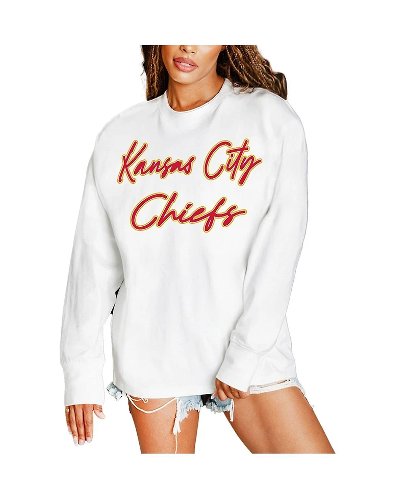 Gameday Couture Women's White Kansas City Chiefs Classic Comeback Oversized Long Sleeve T-Shirt