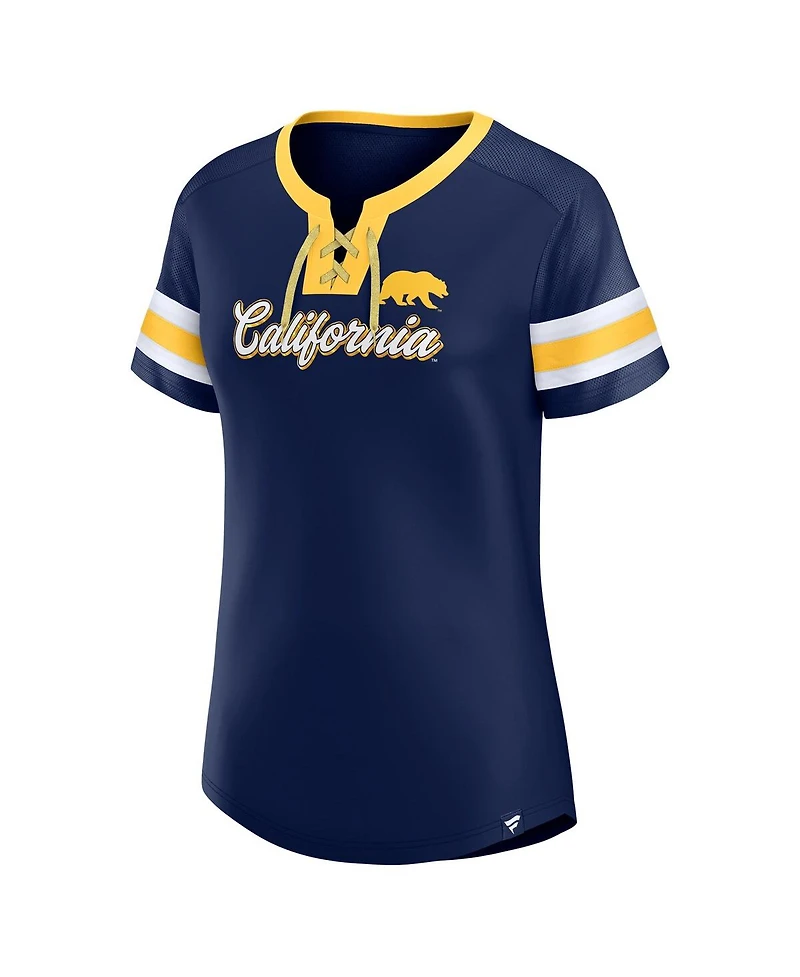 Fanatics Women's Navy Cal Bears Iconic Athena Lace-Up T-Shirt
