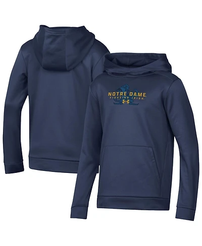 Under Armour Big Boys and Girls Navy Notre Dame Fighting Irish Team Fleece Pullover Hoodie