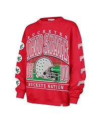 '47 Brand Women's Scarlet Ohio State Buckeyes Go Big Oversized Pullover Sweatshirt