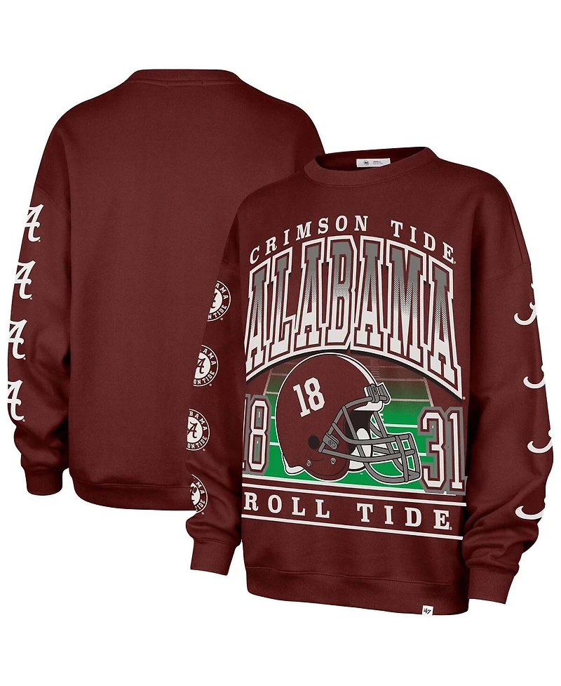 '47 Brand Women's Crimson Alabama Tide Go Big Oversized Pullover Sweatshirt