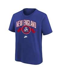 Nike Big Boys and Girls Royal New England Patriots Rewind Front Back Essential T-Shirt