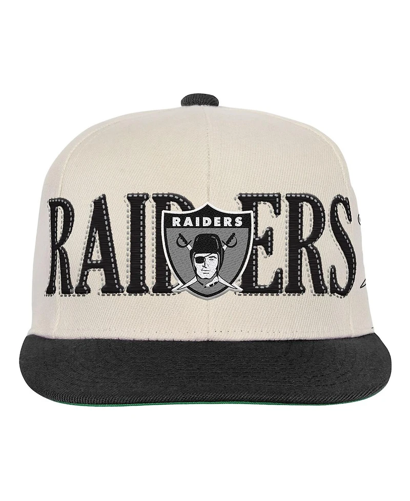 Mitchell & Ness Big Boys and Girls Cream/Black Las Vegas Raiders Across the Board Vintage Snapback Hat