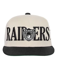 Mitchell & Ness Big Boys and Girls Cream/Black Las Vegas Raiders Across the Board Vintage Snapback Hat
