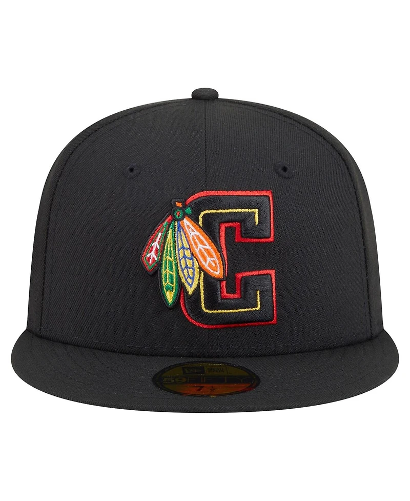 New Era Men's Black Chicago Blackhawks Deceptor 59FIFTY Fitted Hat