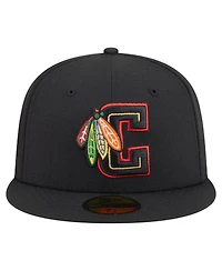 New Era Men's Black Chicago Blackhawks Deceptor 59FIFTY Fitted Hat