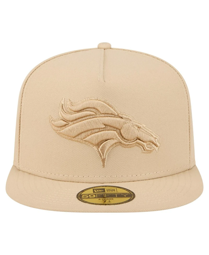 New Era Men's Light Beige Denver Broncos Color Pack A-Frame 59FIFTY Fitted Hat