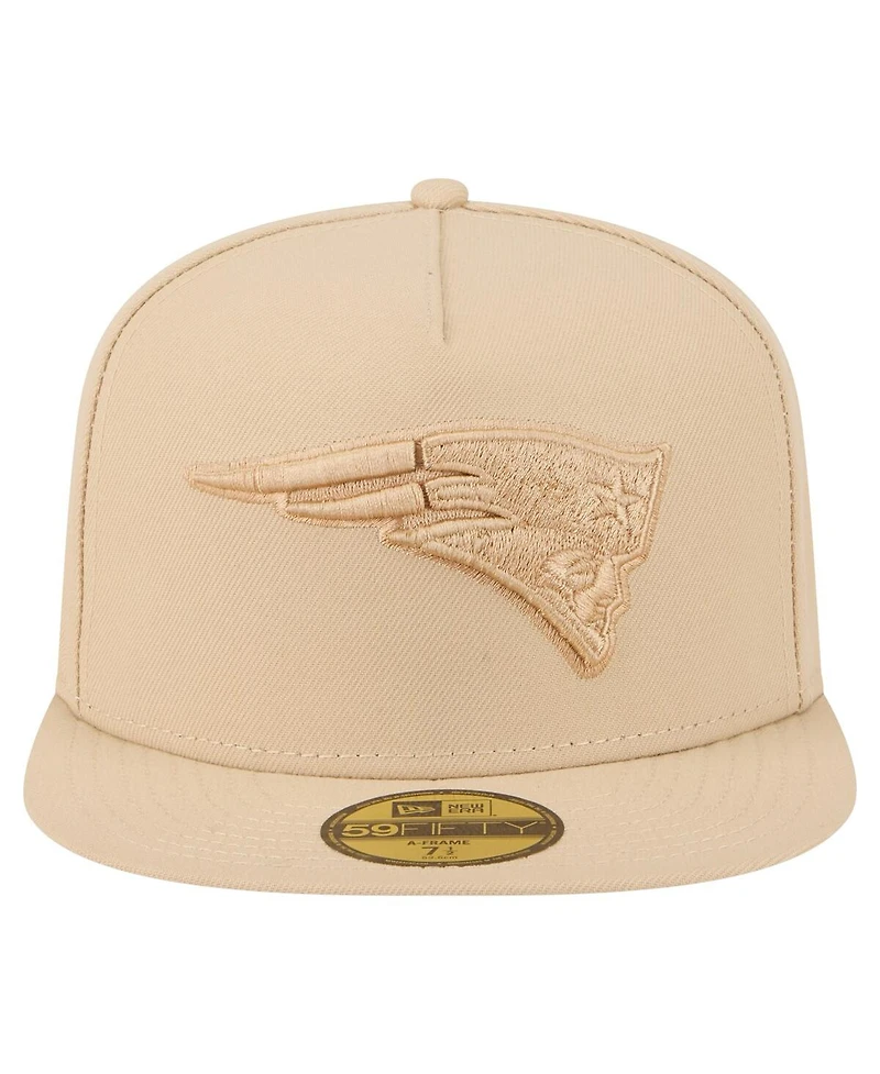 New Era Men's Light Beige England Patriots Color Pack A-Frame 59FIFTY Fitted Hat