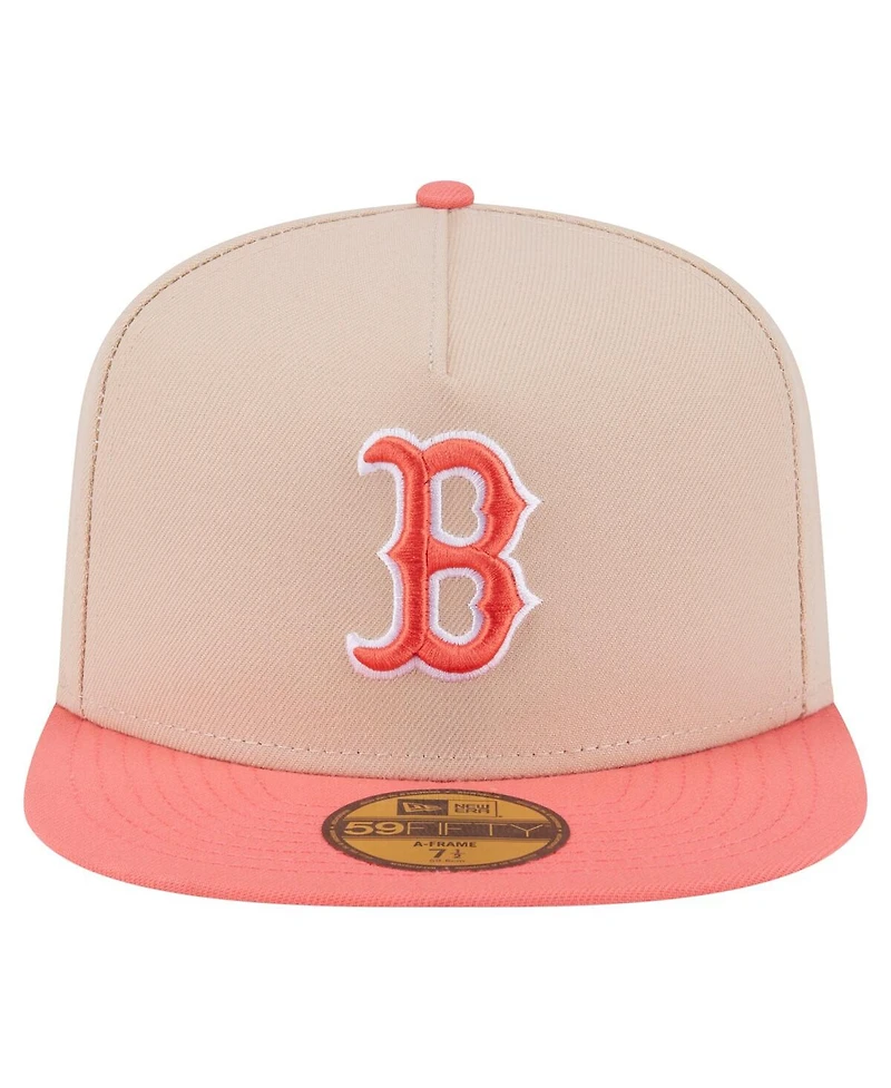 New Era Men's Light Beige/ Boston Red Sox Two-Tone Color Pack A-Frame 59FIFTY Fitted Hat