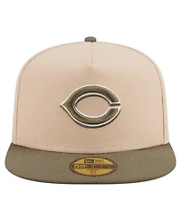 New Era Men's Light Beige/Olive Cincinnati Reds Two-Tone Color Pack A-Frame 59FIFTY Fitted Hat
