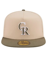 New Era Men's Light Beige/Olive Colorado Rockies Two-Tone Color Pack A-Frame 59FIFTY Fitted Hat