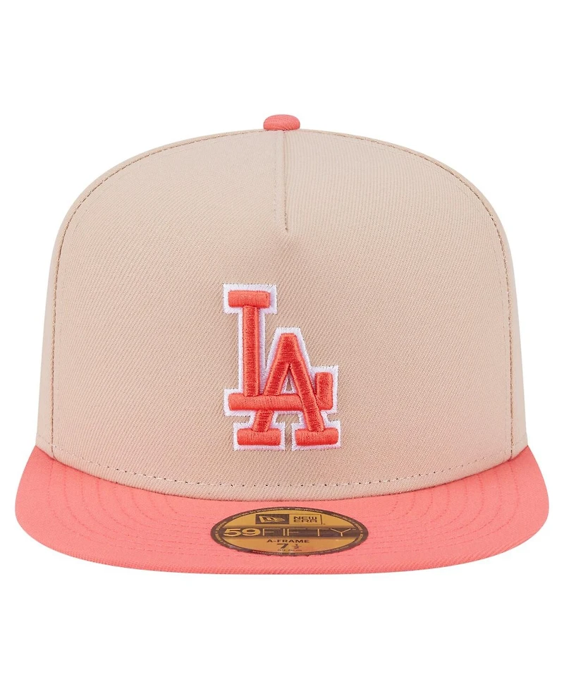 New Era Men's Light Beige/ Los Angeles Dodgers Two-Tone Color Pack A-Frame 59FIFTY Fitted Hat