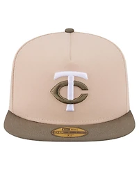 New Era Men's Light Beige/Olive Minnesota Twins Two-Tone Color Pack A-Frame 59FIFTY Fitted Hat