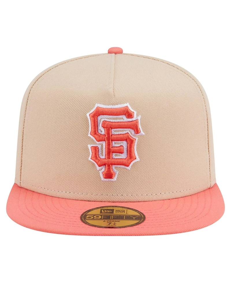 New Era Men's Light Beige/Coral San Francisco Giants Two-Tone Color Pack A-Frame 59FIFTY Fitted Hat