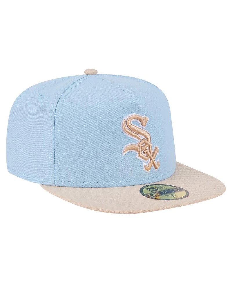 New Era Men's Light Blue/Cream Chicago White Sox Two-Tone Color Pack A-Frame 59FIFTY Fitted Hat