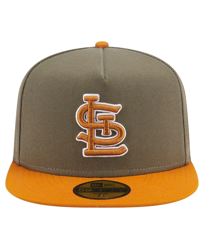New Era Men's Olive/Orange St. Louis Cardinals Two-Tone Color Pack A-Frame 59FIFTY Fitted Hat