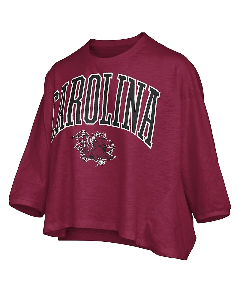 Pressbox Women's Garnet South Carolina Gamecocks Midi Arch Over Logo Oversized T-Shirt