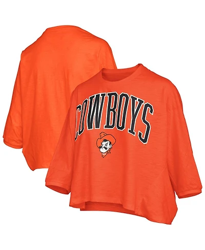 Pressbox Women's Orange Oklahoma State Cowboys Midi Arch Over Logo Oversized T-Shirt