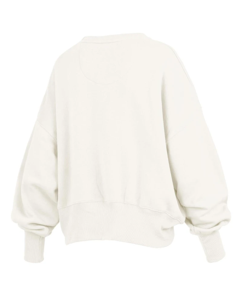 Pressbox Women's Cream Vanderbilt Commodores Oversized Chelsea Waist Length Pullover Sweatshirt