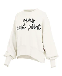 Pressbox Women's Cream Army Black Knights Oversized Chelsea Waist Length Pullover Sweatshirt