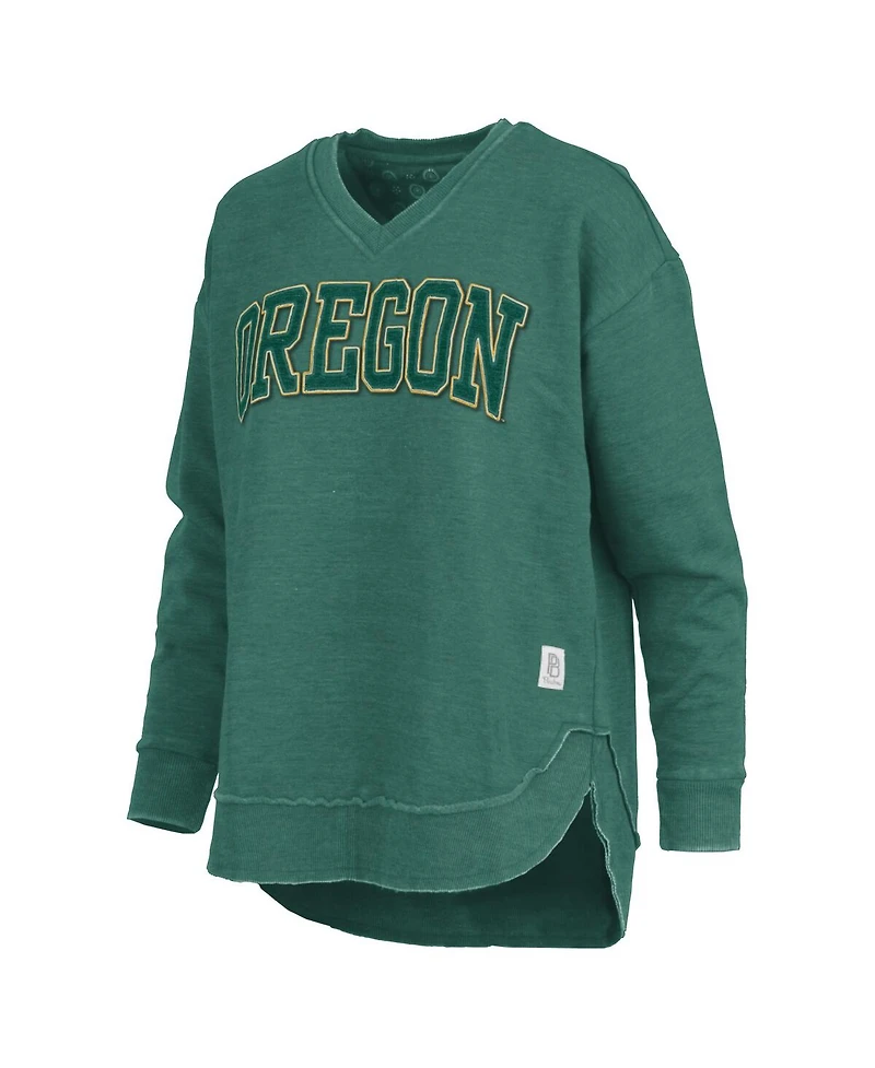 Pressbox Women's Green Oregon Ducks Westin Poncho V-Neck Pullover Sweatshirt