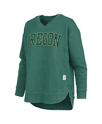 Pressbox Women's Green Oregon Ducks Westin Poncho V-Neck Pullover Sweatshirt