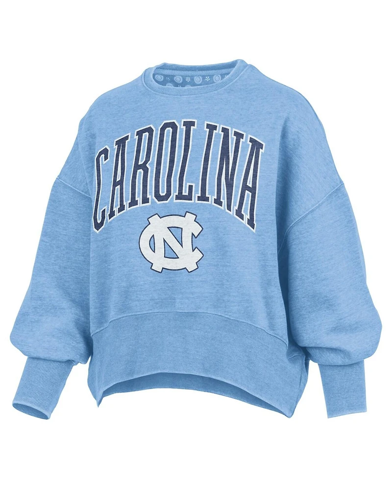 Pressbox Women's Carolina Blue North Tar Heels Oversized Waist-Length Crewneck Sweatshirt