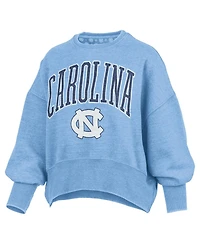 Pressbox Women's Carolina Blue North Tar Heels Oversized Waist-Length Crewneck Sweatshirt