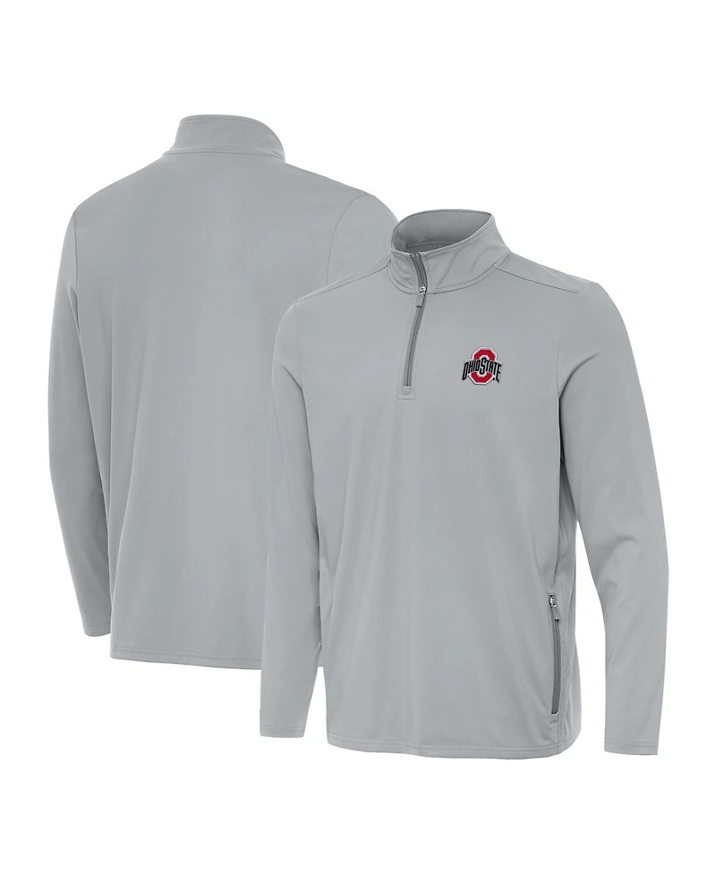 Antigua Men's Gray Ohio State Buckeyes Perilous Quarter-Zip Sweatshirt