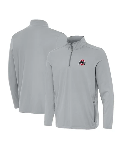 Antigua Men's Gray Ohio State Buckeyes Perilous Quarter-Zip Sweatshirt