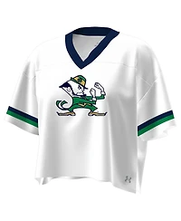 Under Armour Women's White Notre Dame Fighting Irish Fashion Jersey Boxy Cropped T-Shirt