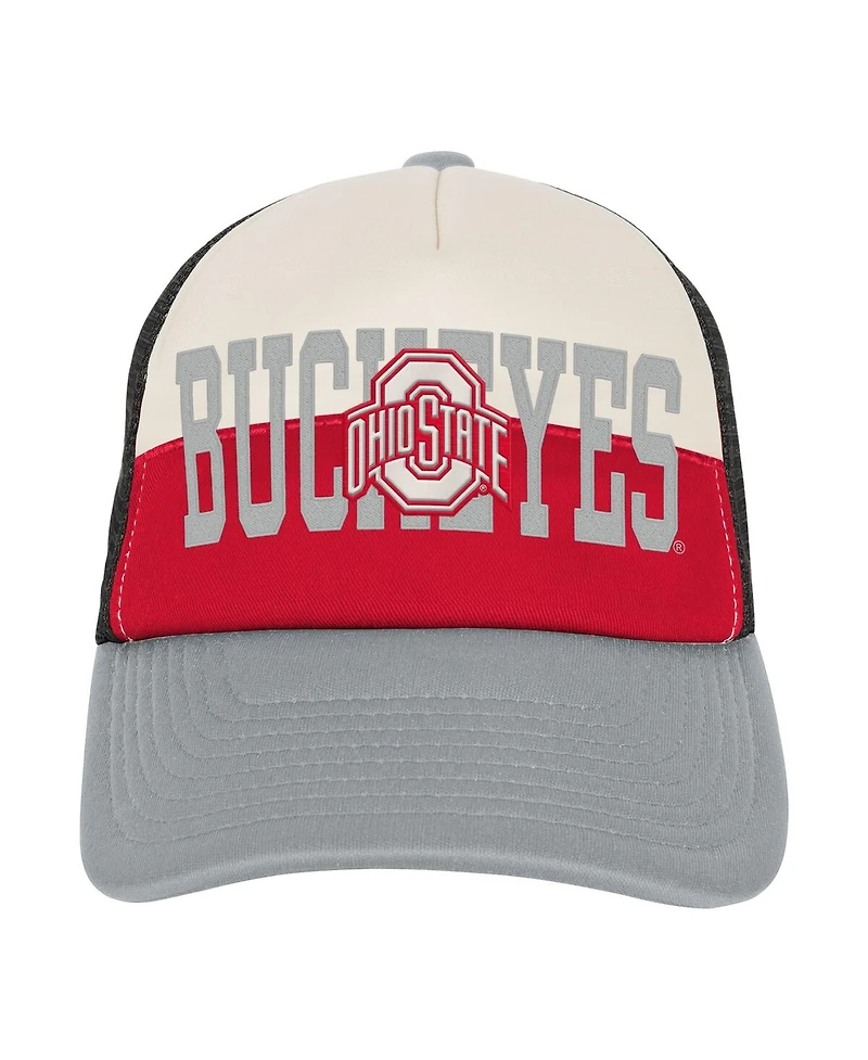Outerstuff Big Boys and Girls Scarlet/Cream Ohio State Buckeyes Modern Fan Trucker Adjustable Hat