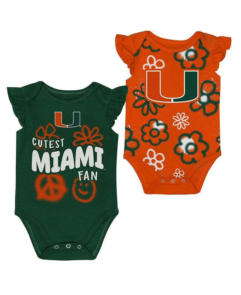 Outerstuff Baby Boys and Girls 2-Piece Green/Orange Miami Hurricanes Little Sunshine Bodysuit Set