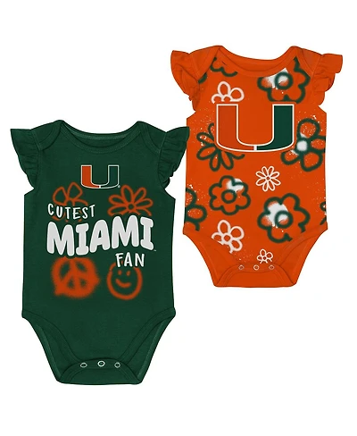 Outerstuff Baby Boys and Girls 2-Piece Green/Orange Miami Hurricanes Little Sunshine Bodysuit Set