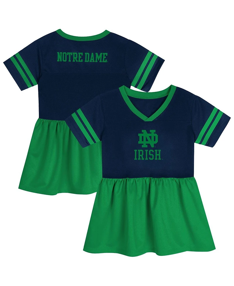 Outerstuff Girls Preschool Navy/Green Notre Dame Fighting Irish Stadium Lights Fashion Jersey Dress