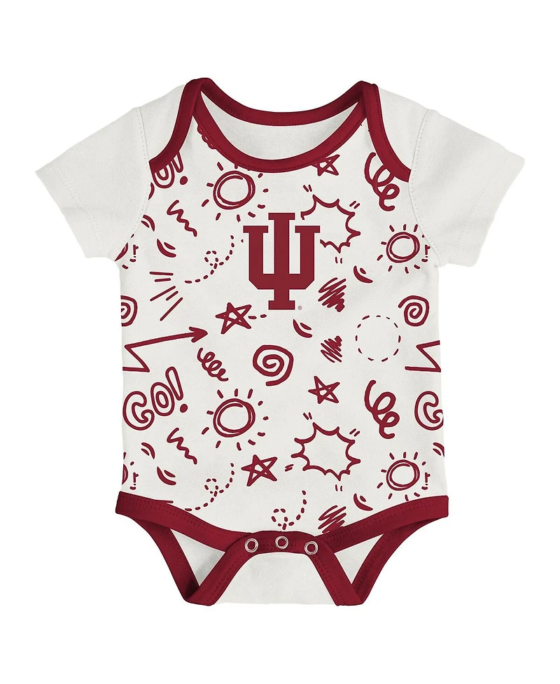 Outerstuff Baby Boys and Girls 3-Pack Indiana Hoosiers All Day Play Bodysuit Set