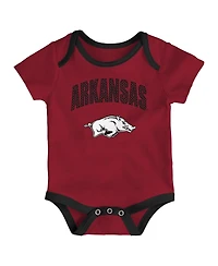 Outerstuff Baby Boys and Girls 3-Pack Arkansas Razorbacks All Day Play Bodysuit Set