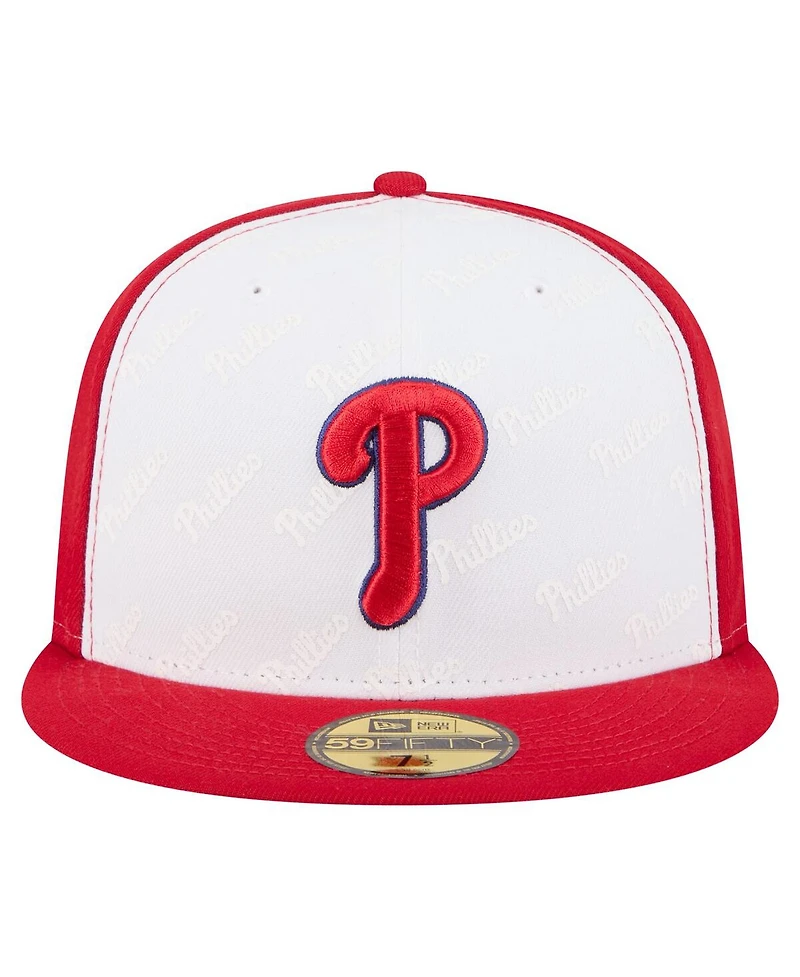 New Era Men's White/Red Philadelphia Phillies Repeat 59FIFTY Fitted Hat