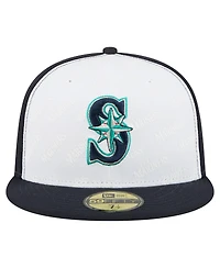 New Era Men's White/Navy Seattle Mariners Repeat 59FIFTY Fitted Hat