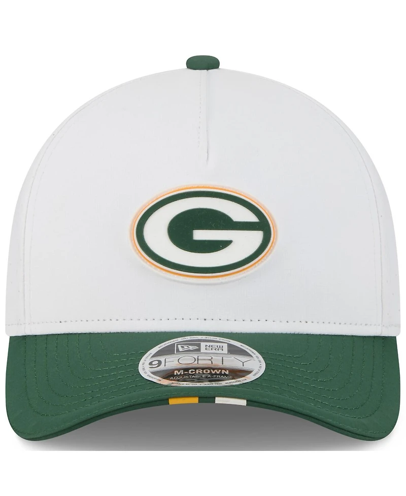 New Era Big Boys and Girls White/Green Green Bay Packers 2025 Nfl Training Camp A-Frame 9FORTY Adjustable Hat