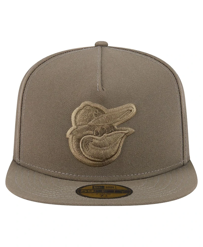 New Era Men's Olive Baltimore Orioles Color Pack A-Frame 59FIFTY Fitted Hat